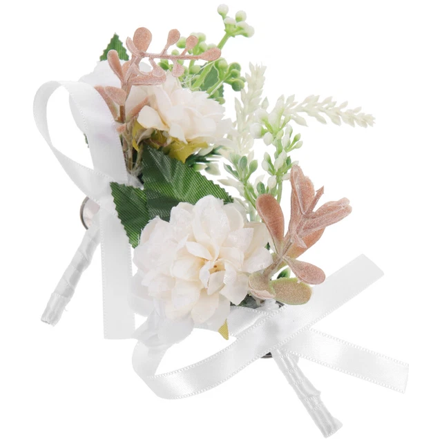 2 Pcs Boutonniere Men Wedding Corsages Wrist Flower Flowers