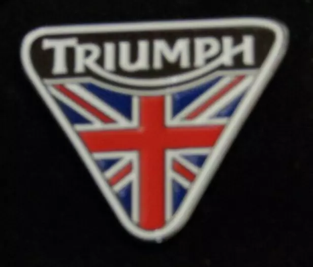 Lapel Pin Badge "TRIUMPH" Black, Blue, Red and White Colored, Chrome Casting.