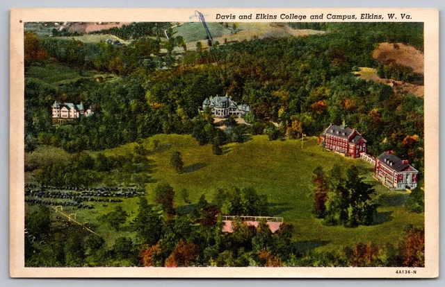 Davis Elkins College School Campus West Virginia Aerial View Vintage Postcard