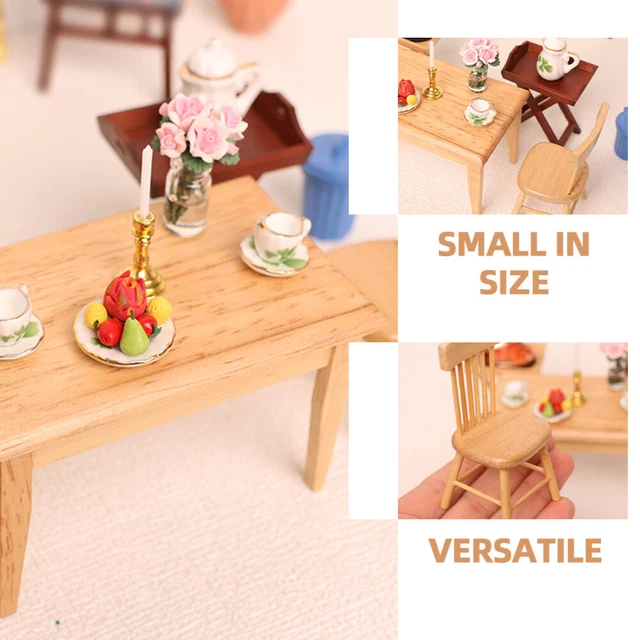 Chaise En Bois Miniature – Meuble Non Traité Pour Maison De Poupée, Diorama Et Jardin Miniature – 5,5 X 5,5 X 9 Cm, Personnalisable En Peinture Ou Pyrogravure
