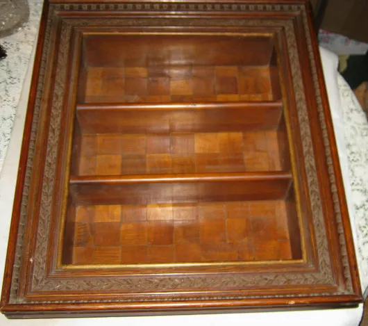 Antique Mission Wood Cupboard Shadow Box Wall Shelve Art Frame Cabinet Furniture