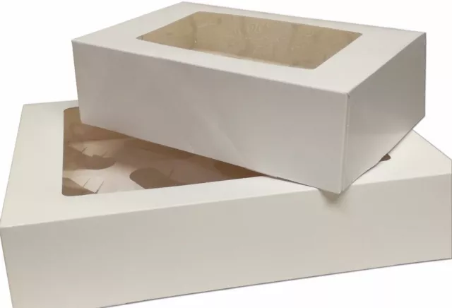 1,2,4,6 & 12 Hole Cupcake Box With Clear Window and Removable Tray (3 Inch Deep)