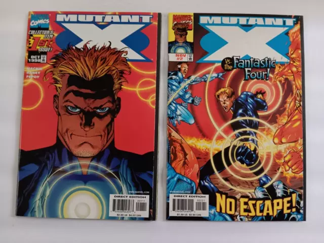 MUTANT X COMIC LOT of 2 Numbers 1 & 2 (Marvel October 1998) 9.6 VERY NICE!