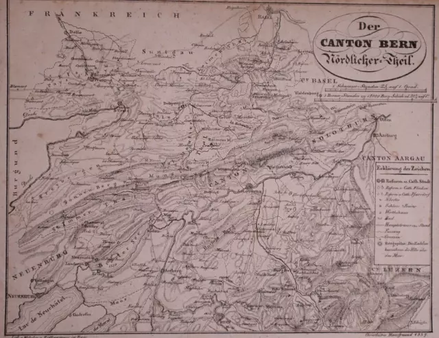 1837 Atlas Map ~ CANTON - BERN / SWITZERLAND ~ (10x12)-#1316