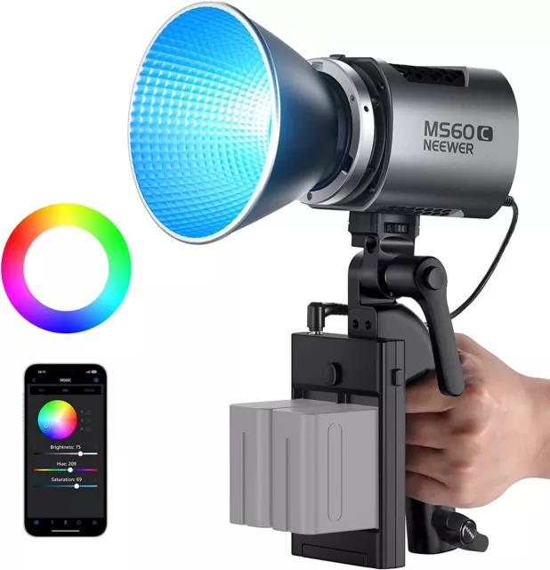 NEEWER RGB LED Video Light 65W Handheld RGB Continuous Light Spotlight