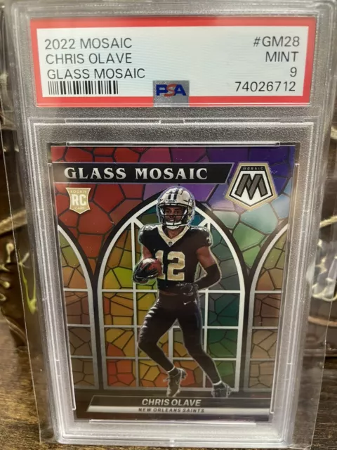2022 Panini Mosaic Glass Mosaic Chris Olave #GM-28 PSA 9 MINT Rookie RC 2022 Panini Mosaic Glass Mosaic Chris Olave #GM-28 PSA 9 MINT Rookie RC