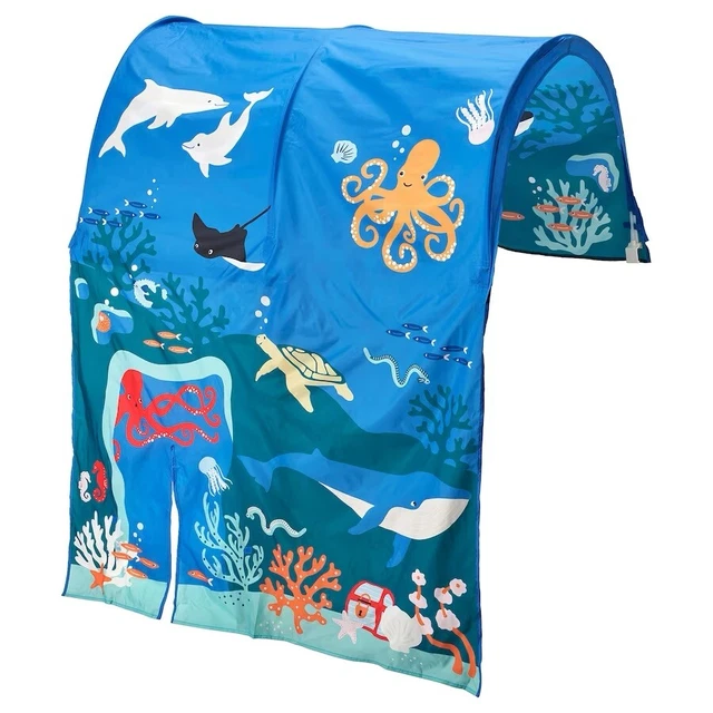 IKEA KURA BED Tent Ocean Animals Pattern Canopy For Children & Kids £50