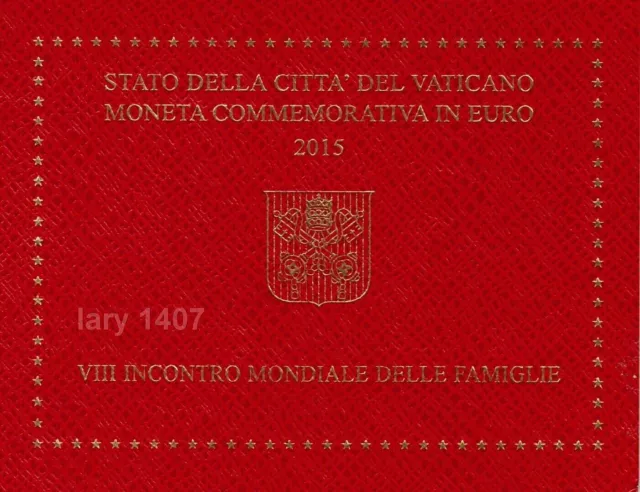  2 EURO VATICAN 2015 8ème RENCONTRE MONDIALE FAMILLES COMMEMORATIVE NEUF