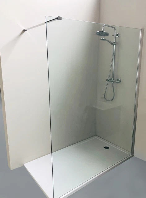 Glasplatte24 Walk-in Dusche – Satinierte Mittelstreifen, 110x200 Cm, 10 Mm ESG Sicherheitsglas Mit Nano-Beschichtung