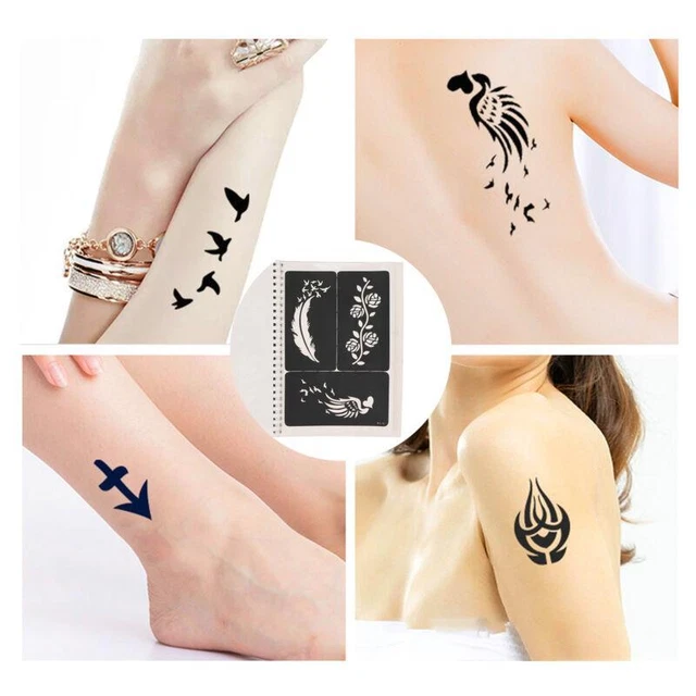 97 Glitzer-Tattoo-Schablonen – 10 Blatt – temporäre DE