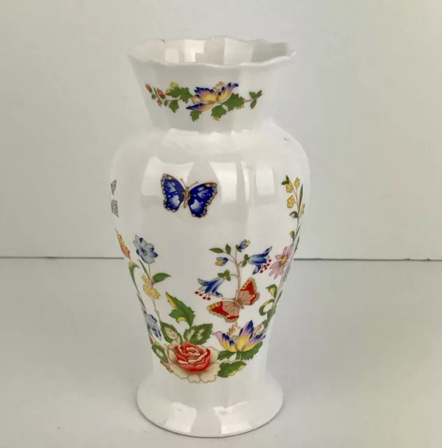 Aynsley Cottage Garden Bud Vase Butterfly Flower  Bone China 6.75", Gold Sticker