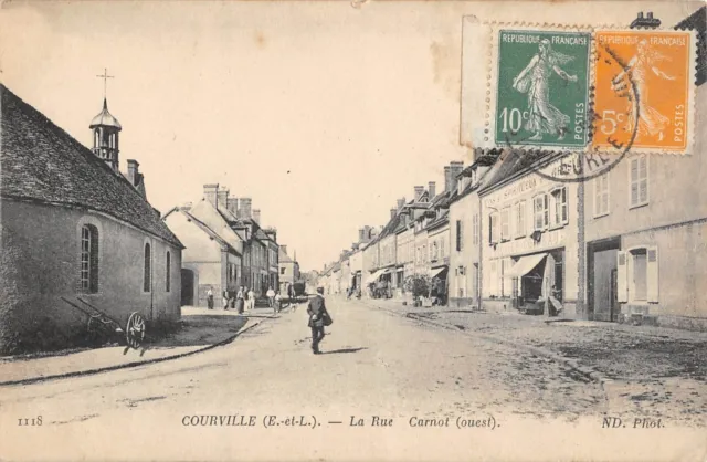 Cpa 28 Courville / La Rue Carnot Ouest