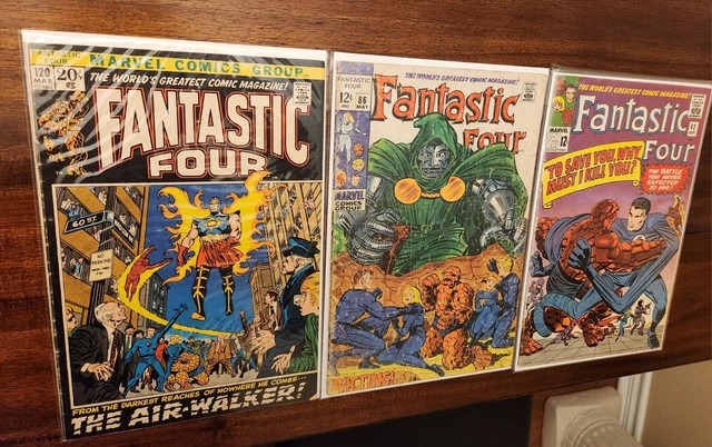 Fantastic Four Comic Lot #42,#86,#120. Marvel, Dr. Doom, 1st App. Air Walker