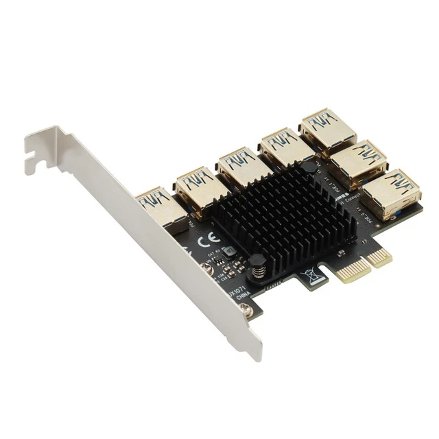 PCI-E 1x to 16x Adapter Board Extension Card PCI-E 1 to 7 USB 3.0 Adapter Card