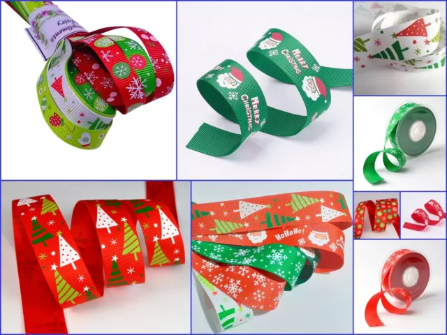 2M or 5M CHRISTMAS RIBBON BUNDLES GIFT WRAPPING WREATHS DECORATIONS CRAFTS