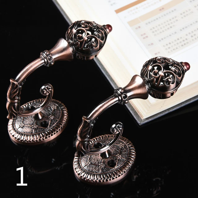 2X Retro Curtain Holdbacks Tieback Metal Wall Tie Hooks Loop Holder Home Adorn