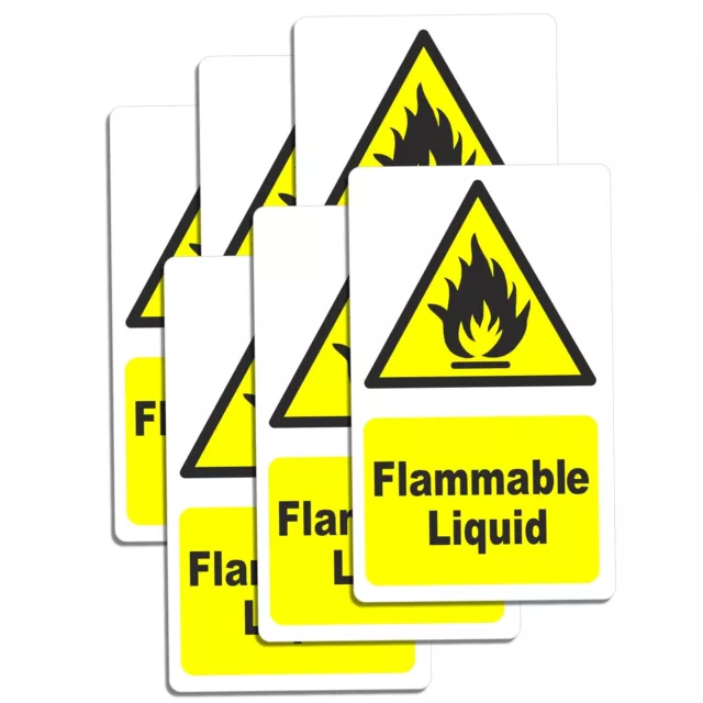 6 x Stickers Flammable Liquid Warning Signs Health and Safety Fire Notice Labels