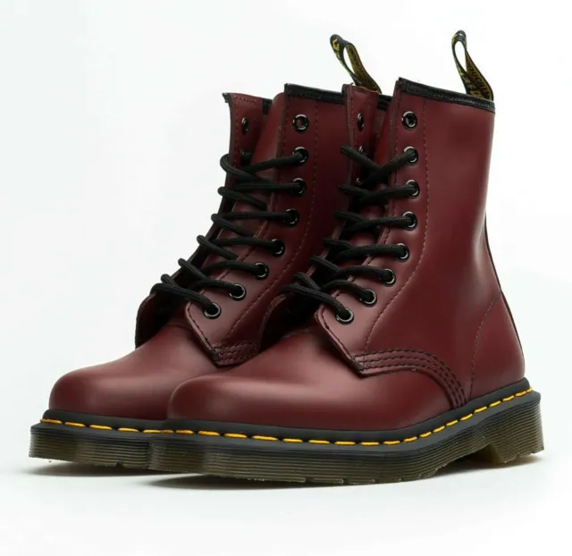 Stivale Dr Martens 1460 Smooth Rosso Bordeaux Anfibi in Pelle Boot Donna Ragazza