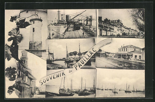 CPA Paulillac, La Gare, Les Quais, La Gare, vue de la rue, vue du bâtiment