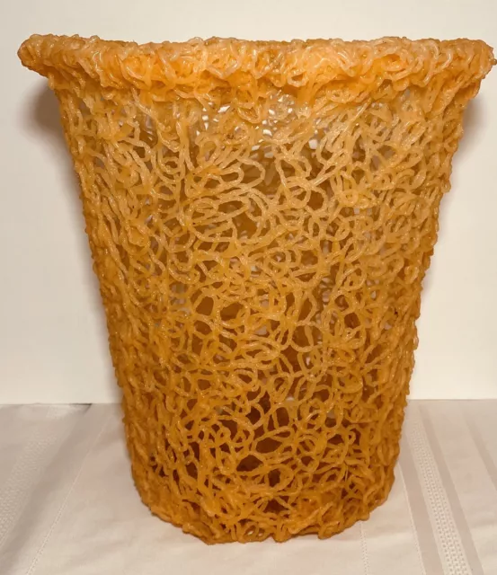 Vintage Spaghetti Waste Basket Pink Trash Can Spun MCM Retro Ombre 60s