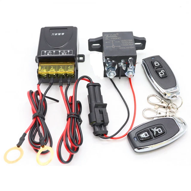 Car Battery Disconnect Power Cut Off Kill Switch Isolator W/2Pcs Remote Control