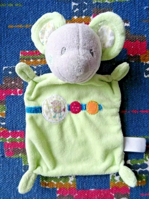 4Pa / Doudou Plat Nicotoy Souris Vert Gris Oiseau Rond Exc Etat