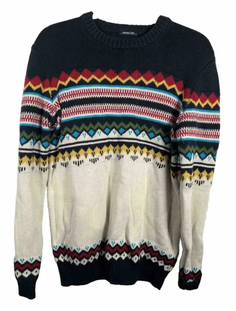 American Eagle Outfitters Mens Sweater Medium Multicolor Aztec Striped Crew Neck