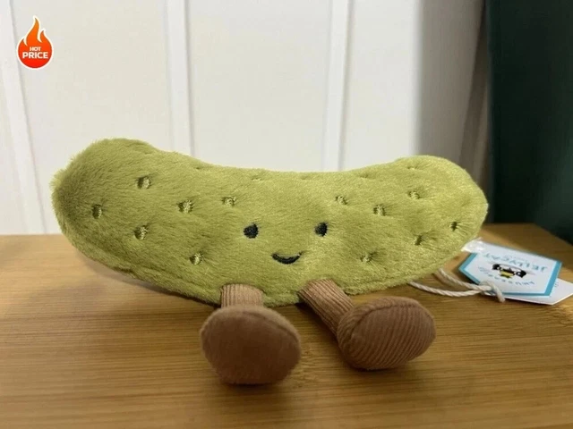 JELLYCAT AMUSEABLE PICKLE Ultra Green Plush Toy Doll BNWT Collectible ...
