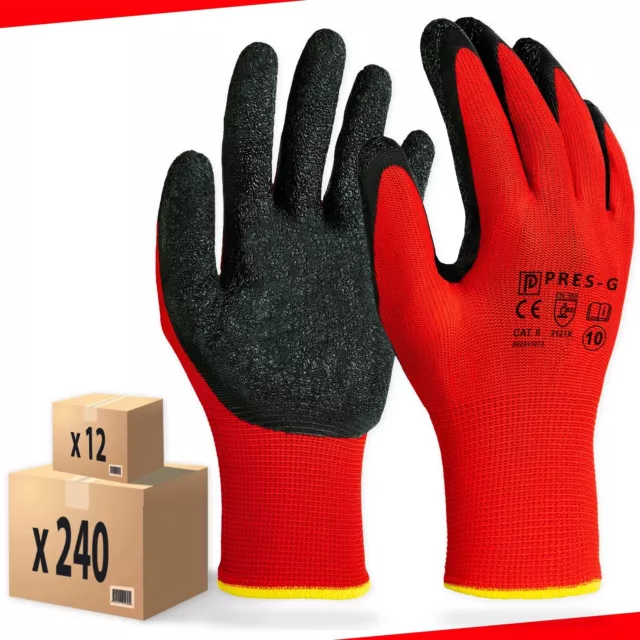 ⭐12 bis 240 Paar Robuste Arbeitshandschuhe Herren Garten Montagehandschuhe Latex