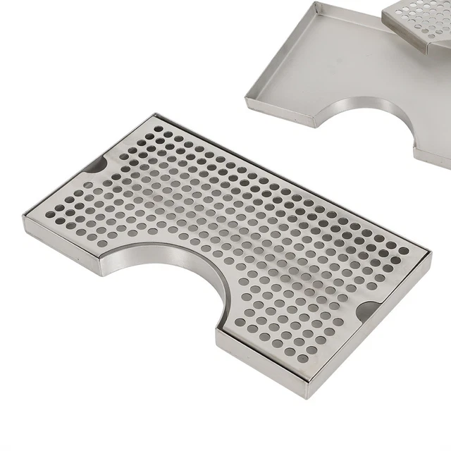 12"x7" Surface Mount Drip Tray Stainless No Drain for Draft Beer Kegerator 3/4"
