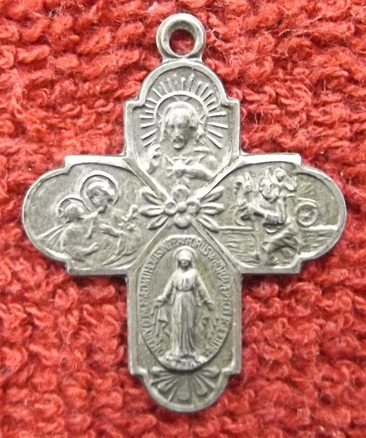 Vintage HMH Sterling 4 Way Cross I'm a Catholic Please Call A Priest