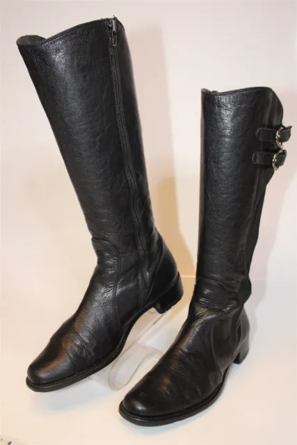 Paul Green Austria Made Womens UK 5 US 7.5 Tall Black Leather Riding Style Boots