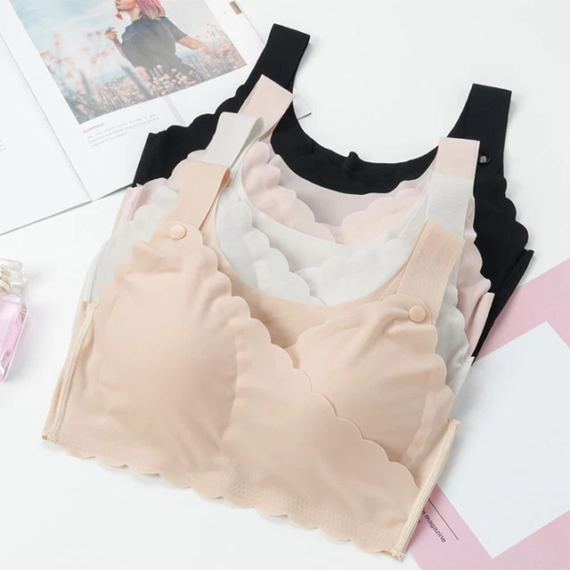 Women U Shape Seamless Wire Free Breast Feeding Nursing Bra Front Opening Buckle