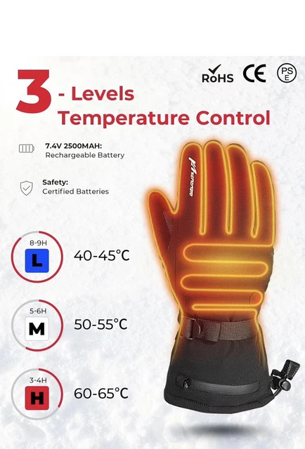 Gants Chauffants, Gants Style Moto Chauffants électriques USB  Rechargeable 2