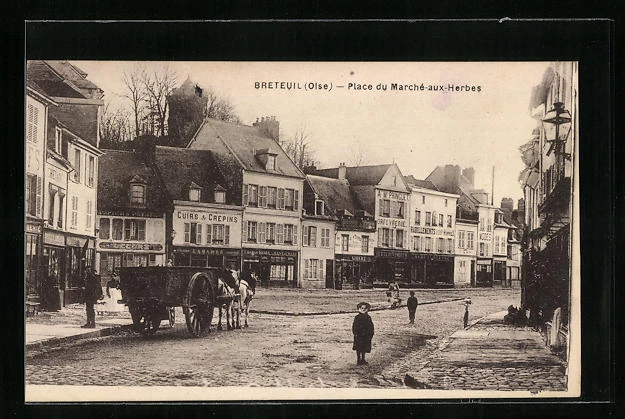 CPA Breteuil, Place du Marché-aux-Herbes