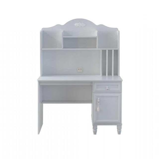 Scrivania moderna scaffale tavolo computer legno bianco cameretta bambini tavolo