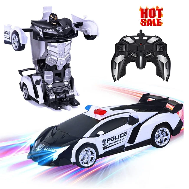TRANSFORMING RC ROBOT Police Car Remote Control 2 IN 1 Kids Boys Toys