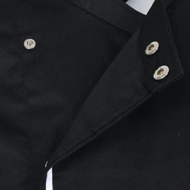 Retro Chef Jacket Coat Uniform Long Sleeve Hotel Kitchen Apparel M Black 3