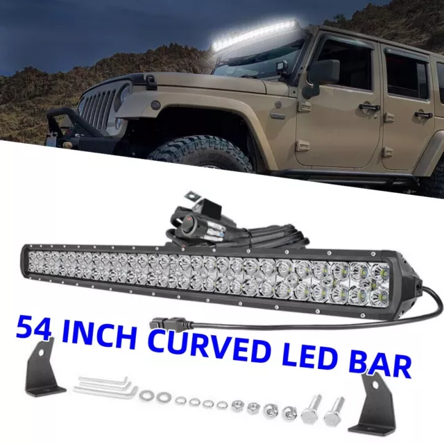 54" Curved LED Light Bar Roof 3-Row Combo Driving Offroad Roof for Ford RAM GMC