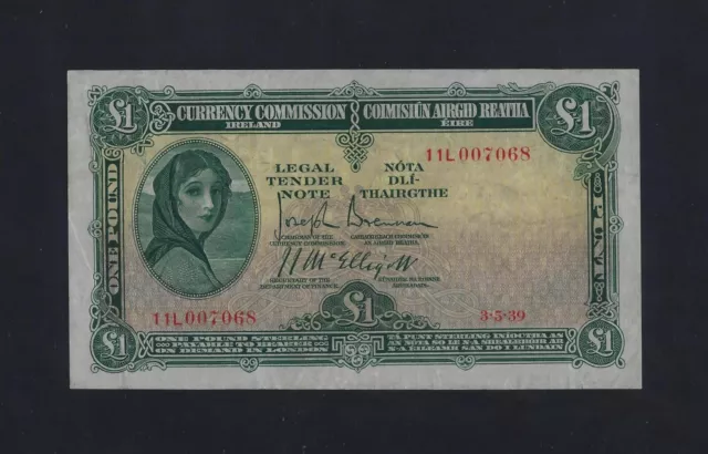 Ireland Republic Eire 1 Pound 1939 P-2B XF+