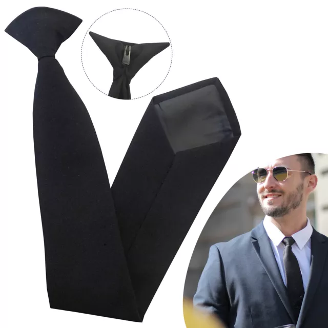 Black Plain Clip On Tie Security Neckties Work Doorman Bouncer Funeral Wedding