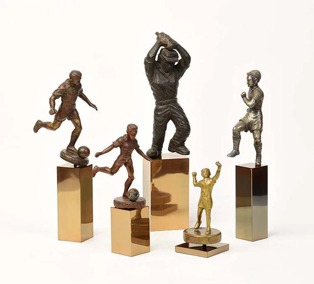 Early 20th Century, A Set of Burmese Bronze Sportsman Figurines
