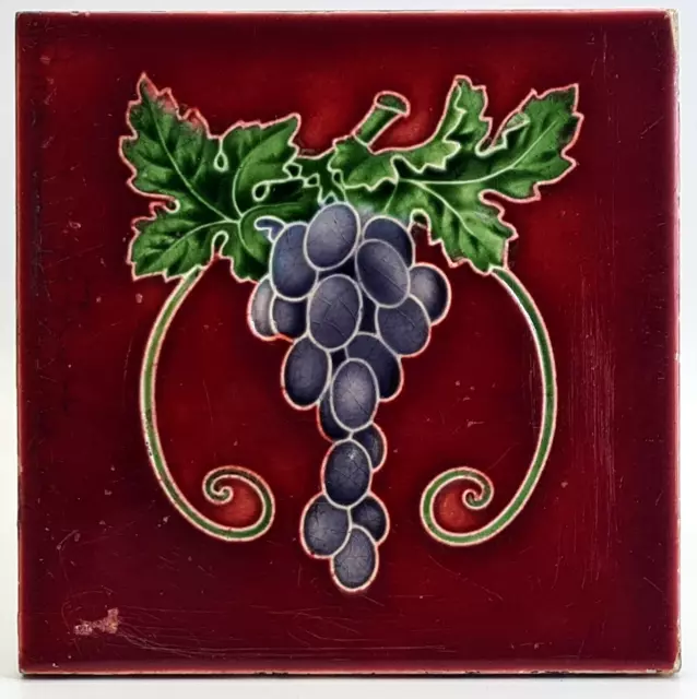 Antique Fireplace Tile Majolica Art Nouveau Tile Lea & Bolton 1907