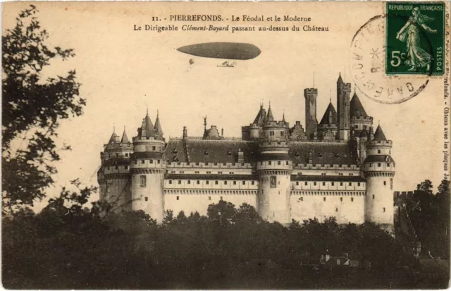 PC DIRIGEABLE CLEMENT-BAYARD PIERREFONDS CHATEAU AIRSHIP AVIATION (a39334)