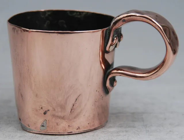 FINE ANTIQUE COPPER ROYAL NAVY GROG RUM GILL MEASURE JUG TANKARD c1900