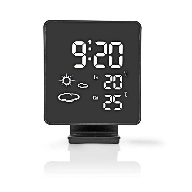 NEDIS Station Météo Noir Capteur sans fil Réveil Prévisions Météorologiques Inté