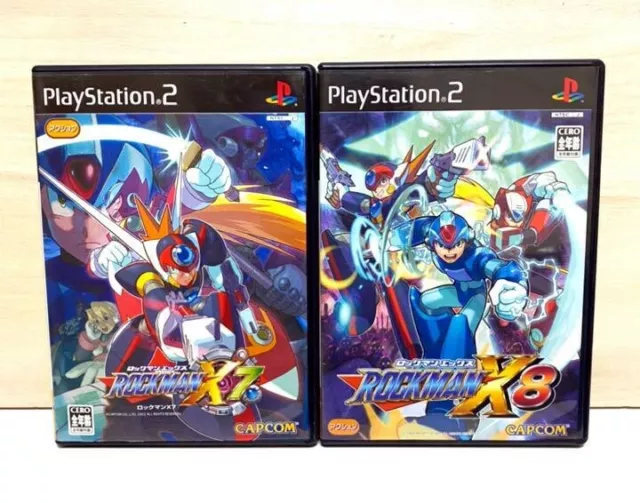 Rockman X7 & X8 Mega Man set Sony Playstation 2 PS2 Capcom Japan ver Tested