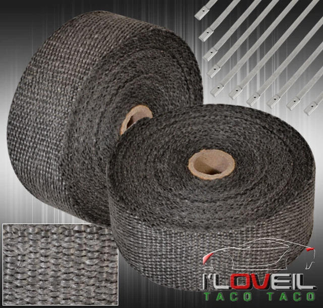 30Ftx2"X1.5mm Mesh Heat Wrap Cover Roll Intake Piping Auto Car Motorcycle Black