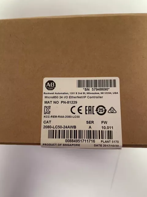 2080-LC50-24AWB   Micro850 24I/O EtherNet/IP Controller