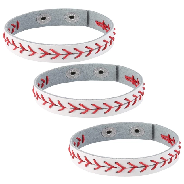 Leather Softball Baseball Bracelets Athletes Bangle Wristband